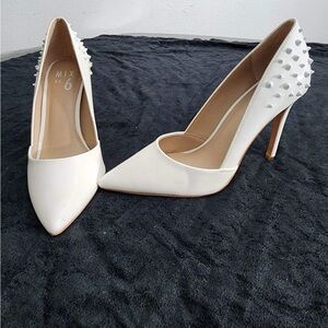 Mix No. 6 DOLINDA White Studded Stilettos